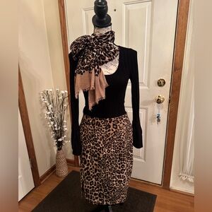 White House Black Market Animal Print Skirt